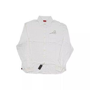 ISAIA NAPOLI White Hand Sewn Sport Shirt Jersey Cotton size 18 - 45